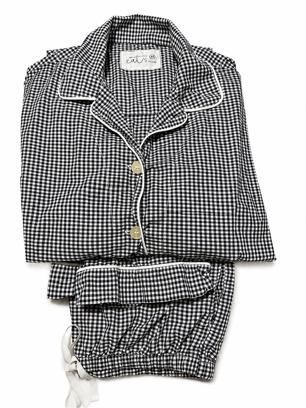 The Cat’S Pajamas Classic Gingham Luxe Pima Pajama - Black & White 100% Cotton